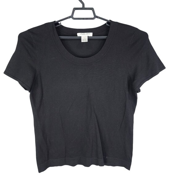 Womens Black Judith Hart Collection Top Shirt Short Sleeve Round Neck Size L - Picture 1 of 7